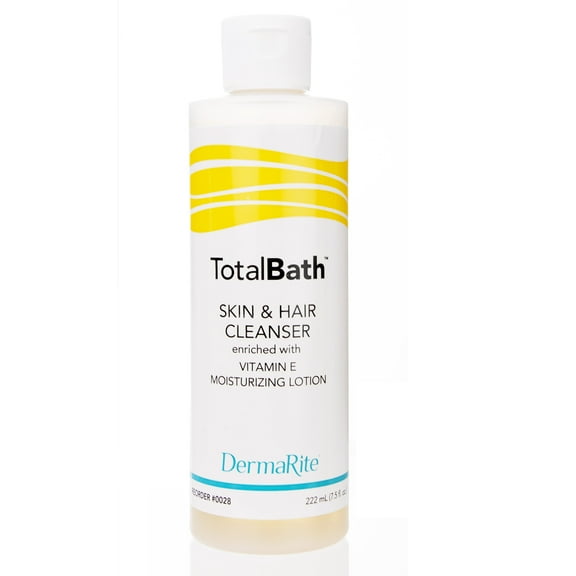 DermaRite TotalBath Shampoo and Body Wash with Vitamin E, 7.5 oz Bottle, 1 Ct