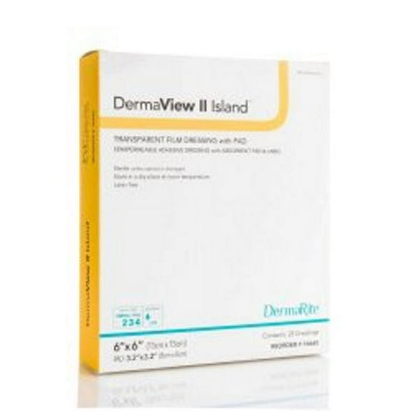 DermaView II Island Transparent Film Dressing with Pad, 25/Box (946649_BX)