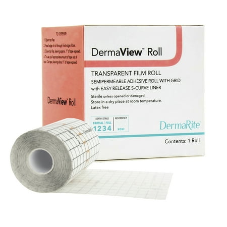 DermaView Transparent Film Dressing 2 Tab Delivery Roll 4" x 11 Yd Sterile 15411, 1 Ct