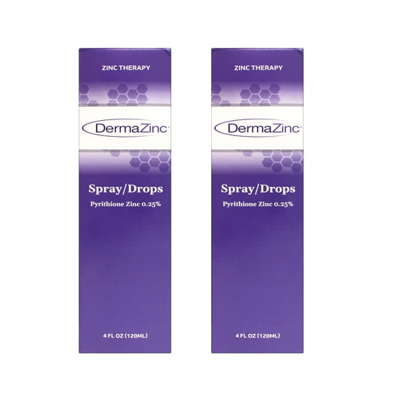 DermaZinc Therapy Spray/Drops,for Skin Disorder Relief Drops for Psoriasis, Dermatitis, Eczema, and Other Skin Condition Symptoms, 4 FL OZ - 2 Pack