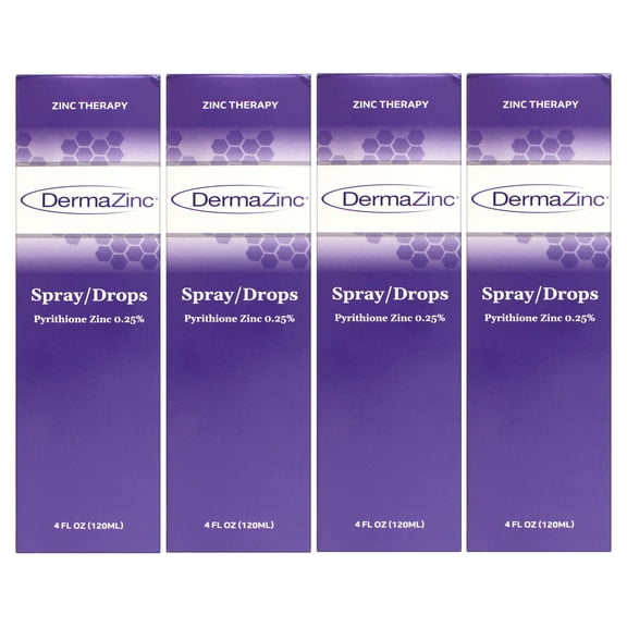 DermaZinc Therapy Spray/Drops,for Skin Disorder Relief Drops for Psoriasis, Dermatitis, Eczema, and Other Skin Condition Symptoms, 4 FL OZ - 4 Pack