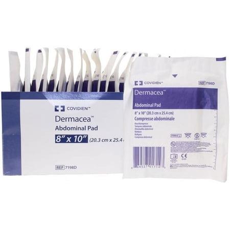 Dermacea Abdominal Pad - 8 Inches x 10 Inches, Non-woven Fluff, 18 Count