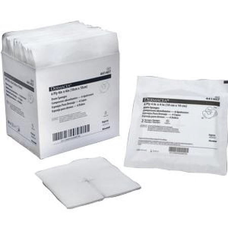 Dermacea Drain Sponge 6-Ply Sterile First Aid Gauze Pads, 4" x 4", 50 Count