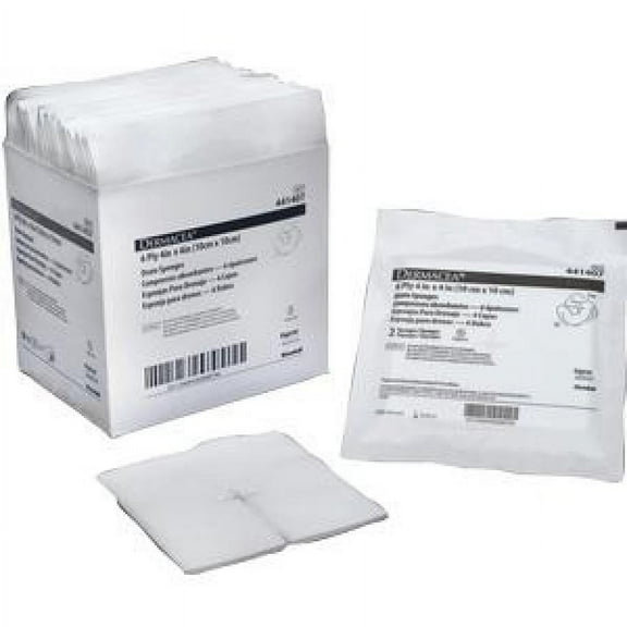 Dermacea Drain Sponge - 6-Ply, 4 Inches x 4 Inches, White, Sterile, 600 Count