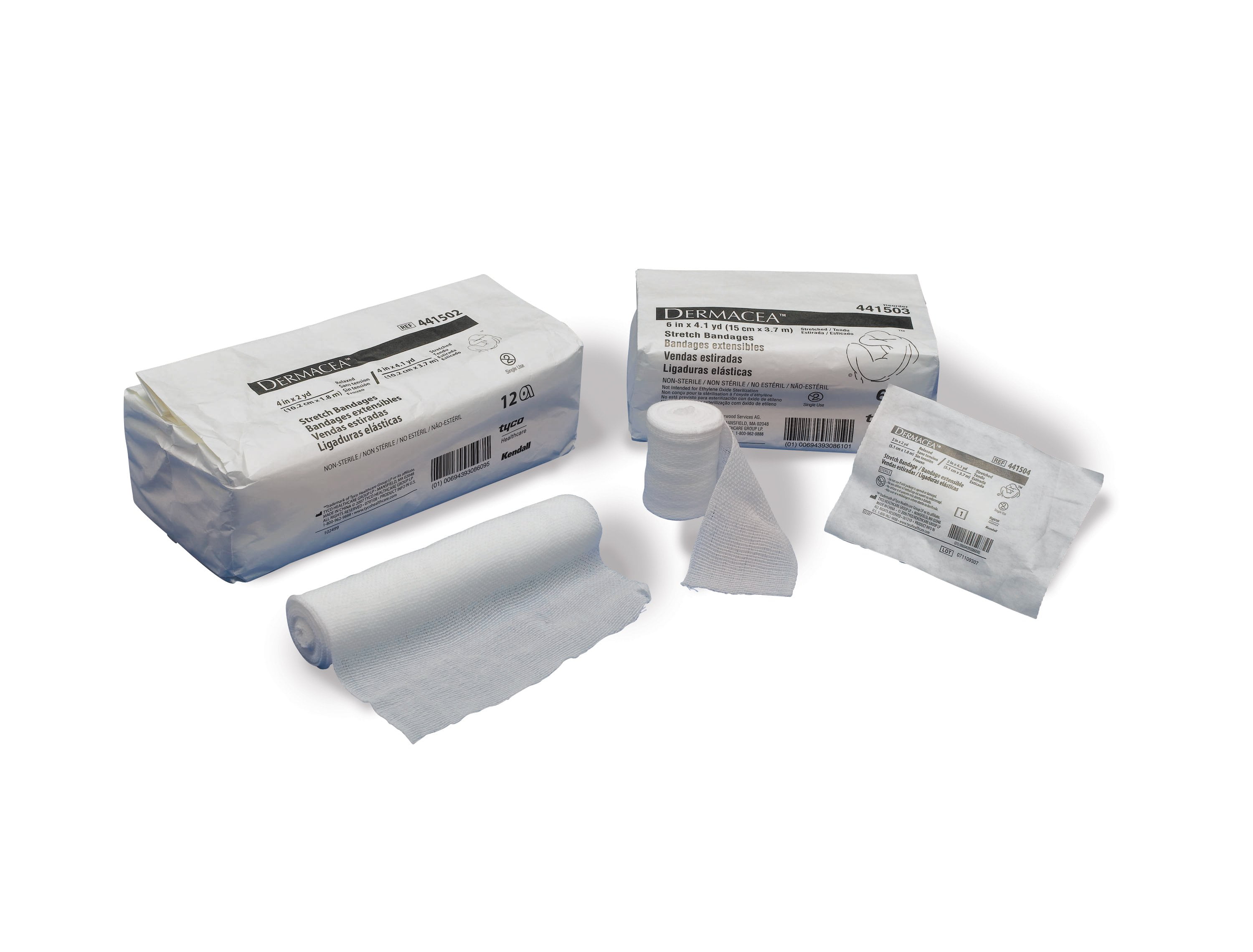 Dermacea Fluff Bandage Roll Gauze 6-Ply 4-1/2 Inch X 4-1/8 Yard Roll Shape , 441251 - Case of 100