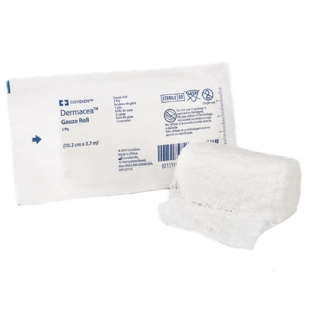 Dermacea Fluff Dressing Gauze, 3-Ply, 2 Inch X 4 Yard Roll, Sterile, Case of 96