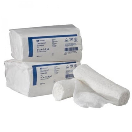 Dermacea Gauze Fluff Roll - 3-Ply, 6 Inches x 4-1/8 Yards, White, Non-Sterile, 6 Count