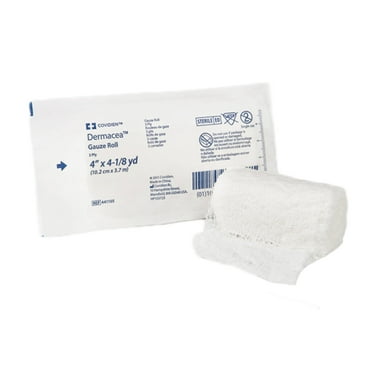 Dermacea Gauze Roll, Sterile, 3-Ply Fluff Bandage, 4 in x 4 1/8 yds, 96 Ct
