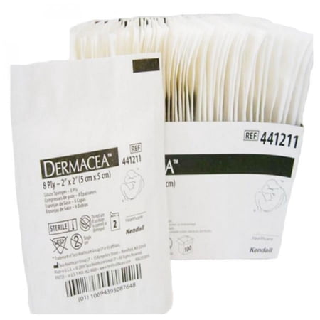 Dermacea Gauze Sponge - 2 Inches x 2 Inches, 8-Ply, White, Sterile, 3000 Count