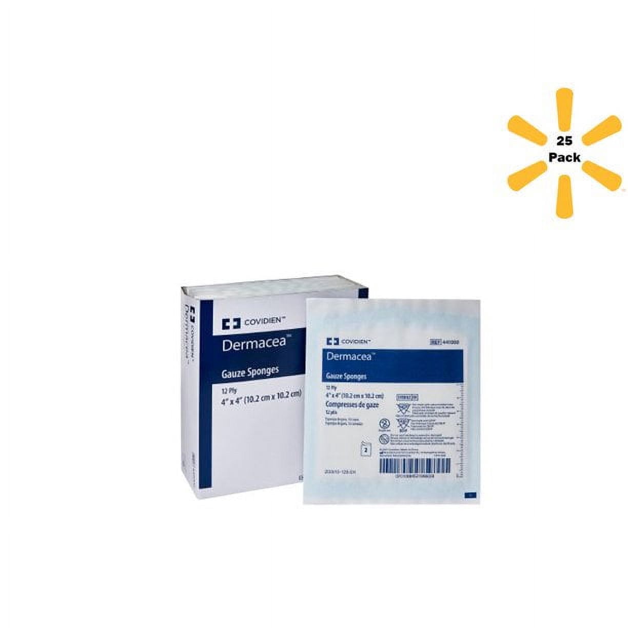 Dermacea 12-Ply Sterile First Aid Gauze Pads Box, 4 x 4 Inch, 25 Count ...