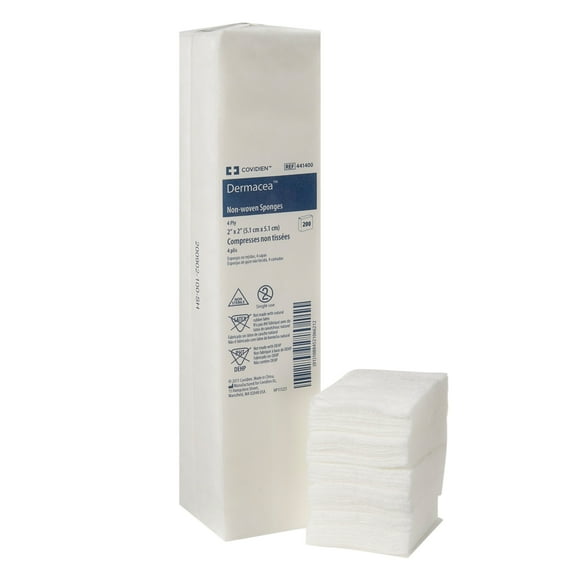 Dermacea Non-Woven Sponges, Non-Sterile, 4-Ply Gauze Dressing, 2 in X 2 in, 200 per Pack, 40 Packs, 8000 Total