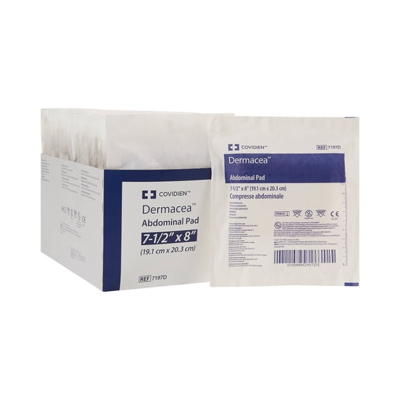 Dermacea Sterile Abdominal Pad, 7-1/2 x 8 Inch, Cardinal 7197D, 1 Count