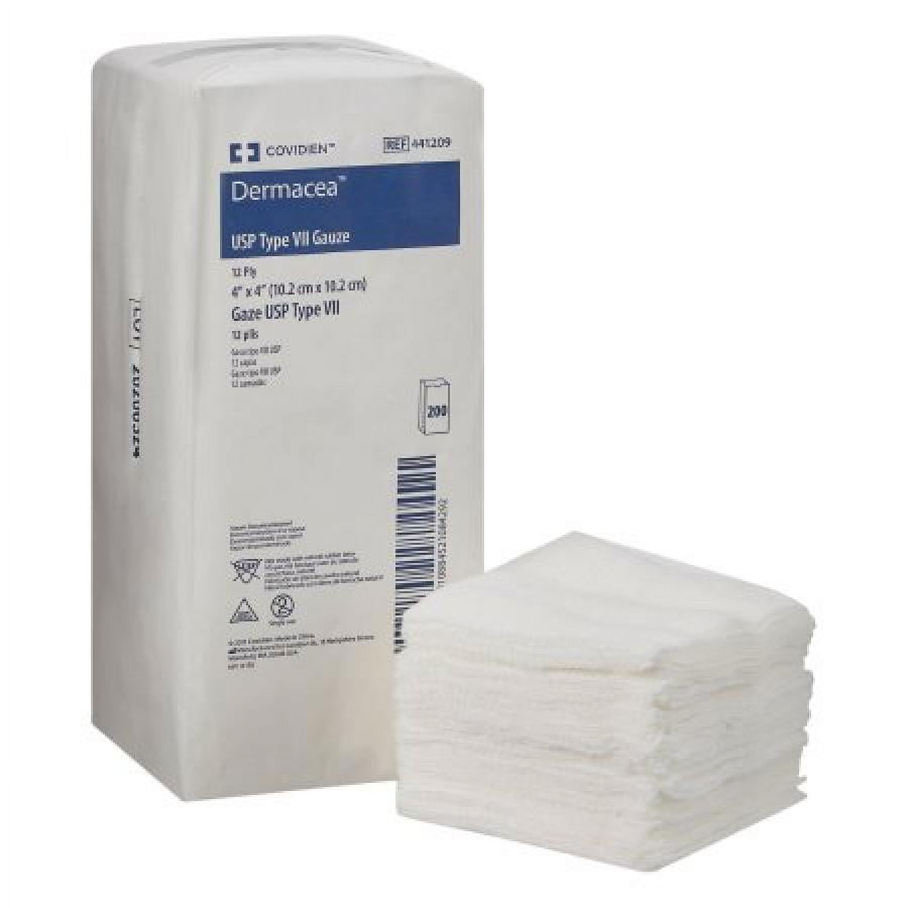 Dermacea USP Type VII Gauze Sponge 4 Inches x 4 Inches, Cotton, 12