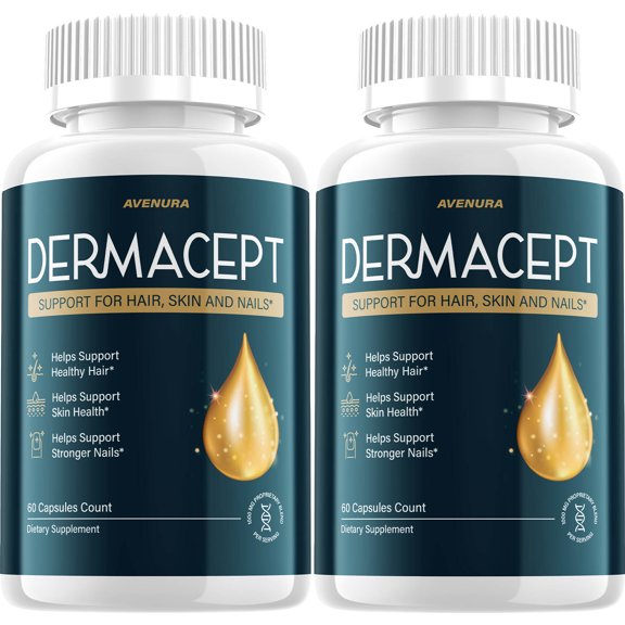 Dermacept Capsules Derma Cept Pills Advanced Fomula Natural Ingrendients, 2 Pack, 120 Capsules