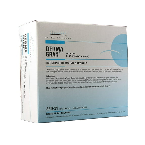 Dermagran B Zinc Impregnated Dressing 4 x 4" Square Gauze SPD21 15 Ct