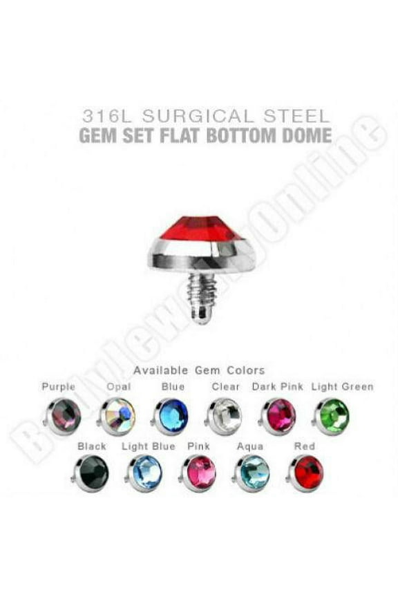Dermal Anchor Top Lot Of 11Pc 3mm Mix Colors Flat CZ 16g Surgical Steel