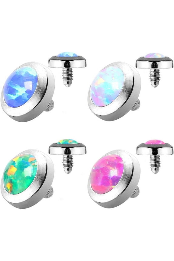 Dermal Anchor Top with Opal - 4 Color Options - 316L Surgical Steel