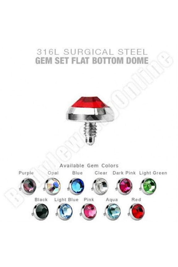 Dermal Anchor Tops 3mm Flat CZ 14g Surgical Steel