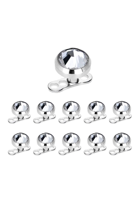 Dermal Anchors Tops and Bases 14g 5 mm and 6 mm Clear CZ 316L Package of 11 Surg