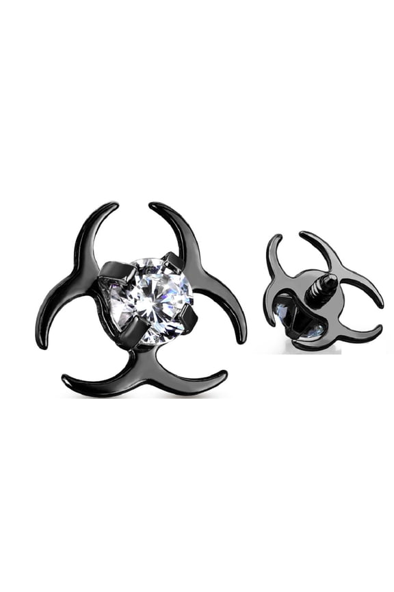 Dermal CZ Internal Biohazard Symbol Thread Anchor Top
