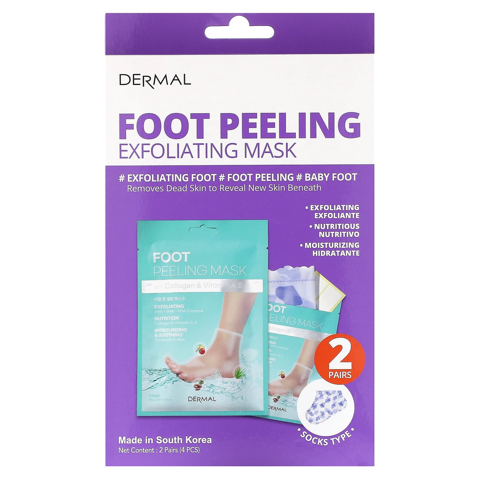 Dermal Foot Peeling Exfoliating Mask, 2 Pairs - Walmart.com