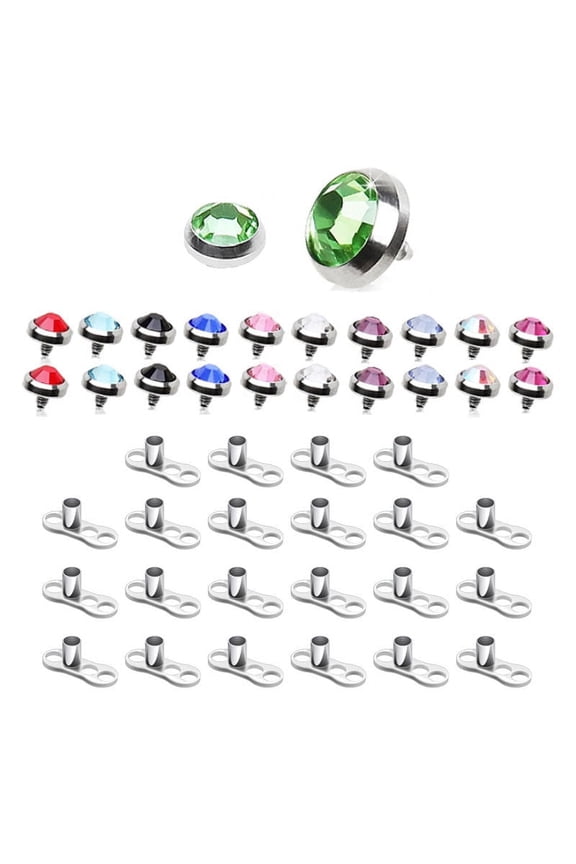 Dermal Piercing Jewelry Multi Press-Fit Gem - 22 Tops & 22 Bottoms - SAS03F-4-M
