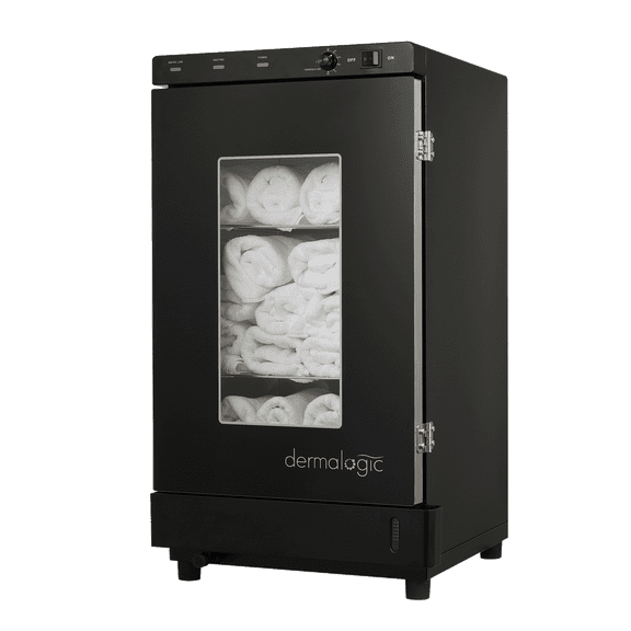 Dermalogic Towel Steamer 120G Glass Door, Black Finish Modern Design Towel Warmer for Massage Beauty Center Barber Nail Salon Spa Furniture Equipment