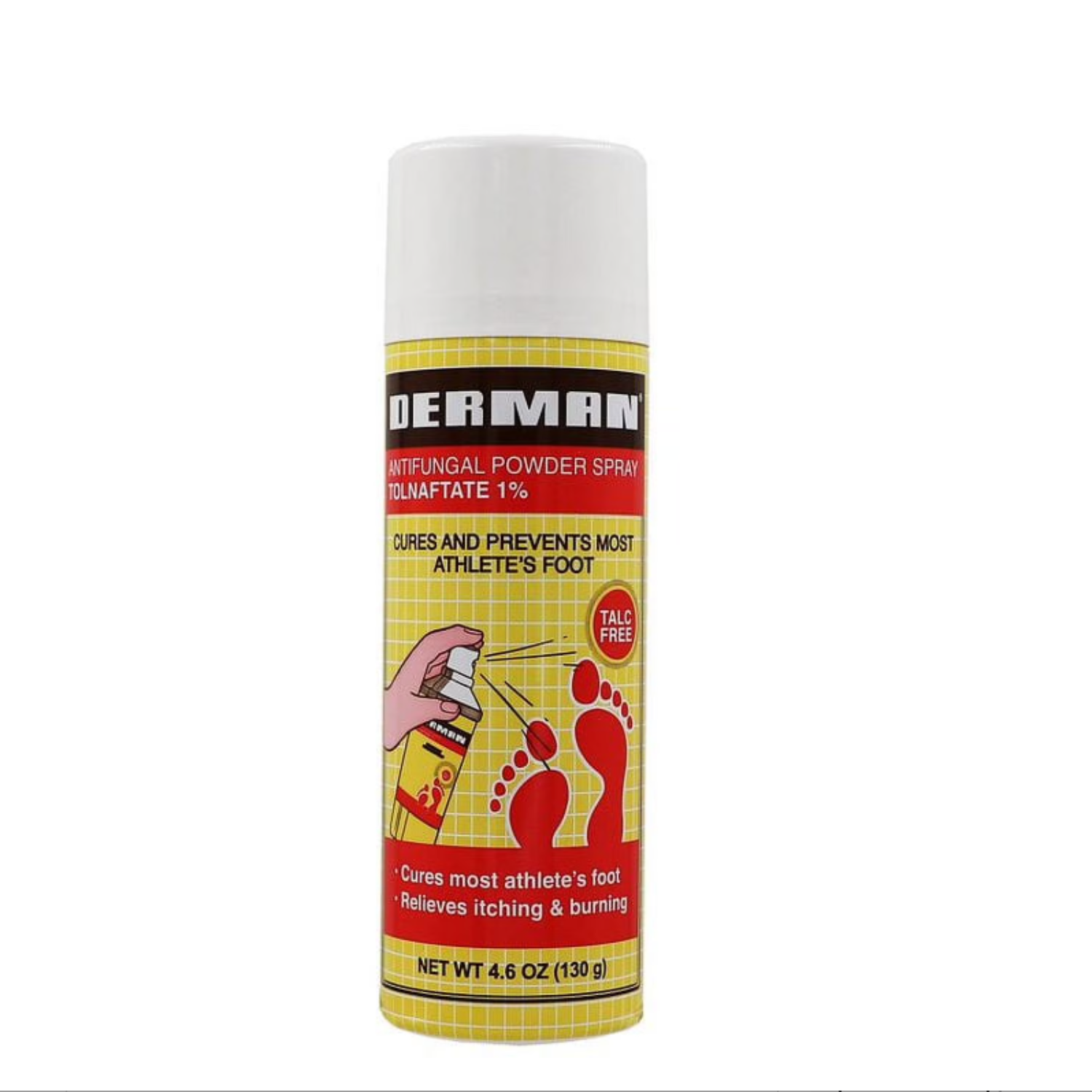 Spray en polvo antimicótico Derman. Tratamiento para pie de atleta, tiña y picazón en la ingle. 4.60 oz