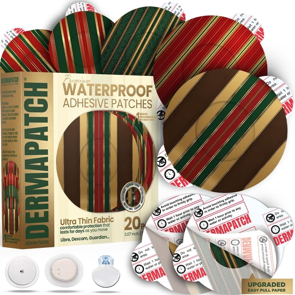 Dermapatch - Waterproof CGM Adhesive Patches - Firenze Stripe Prints 20PCs