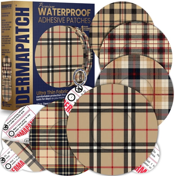 Dermapatch - Waterproof CGM Adhesive Patches - Plaid Prints 20PCs