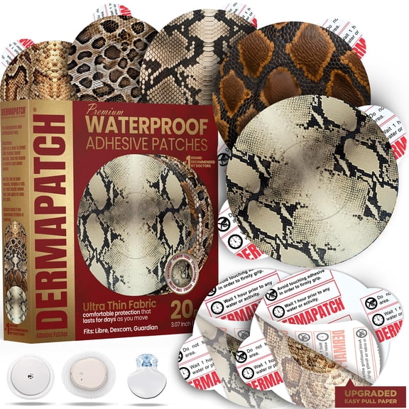 Dermapatch - Waterproof CGM Adhesive Patches - Snake Skin Prints 20PCs