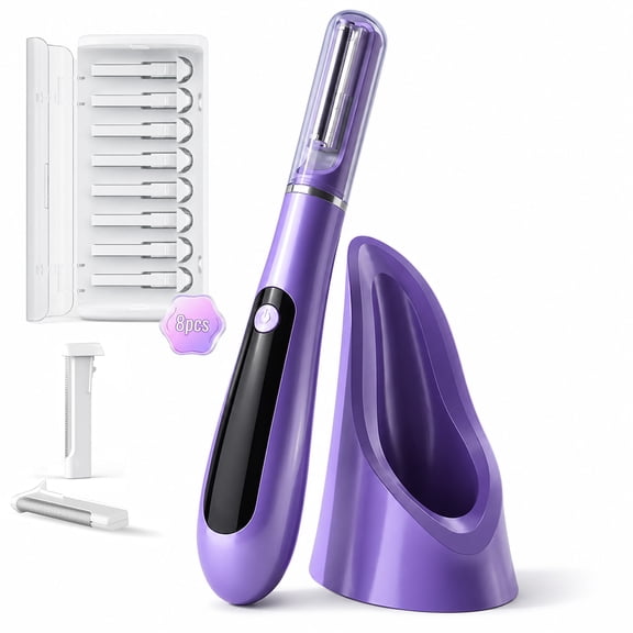Dermaplane Razor, Sonic Dermaplaning Tool for Peach Fuzz Removal & Facial Hair, Rechargeable Facial Exfoliation Device with LED Light, 3 Speeds, 5 Blades & 3 Microsmooth Exfoliation Tips,Purple