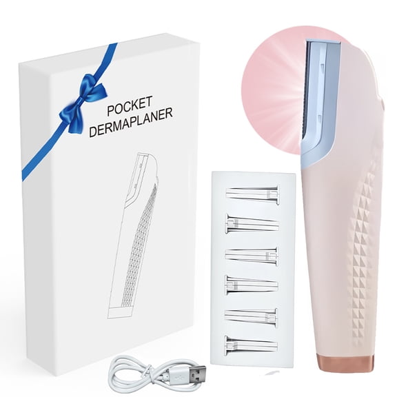 Dermaplane Razor for Women Face with 7 Replaceable Blades and LED Light, 3 Speeds Women Razor Remove Peach Fuzz and Dead skin, Facial Hair Remover Help Absorption of Skincare, Rechargeable, Pink