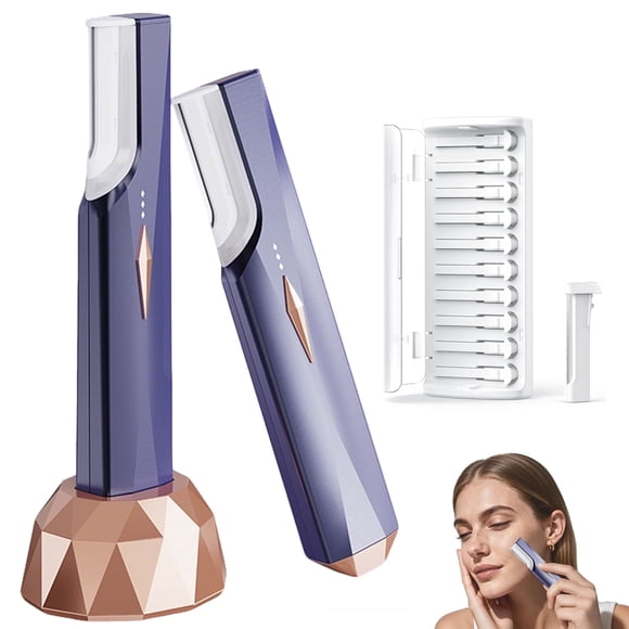 Dermaplane Razor for Women Face, Rechargeable Face Dermaplaning Tool Peach Fuzz, Facial Hair & Exfoliation Removal, Sonic Technology with LED Light, 3 Speeds & 10 Blades