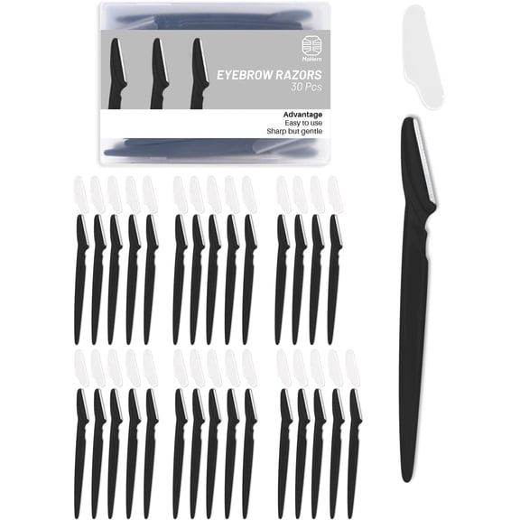 Dermaplaning Tool for Face, 30 Pcs Dermaplane Razor Multipurpose Face Razors Women and Men, Black