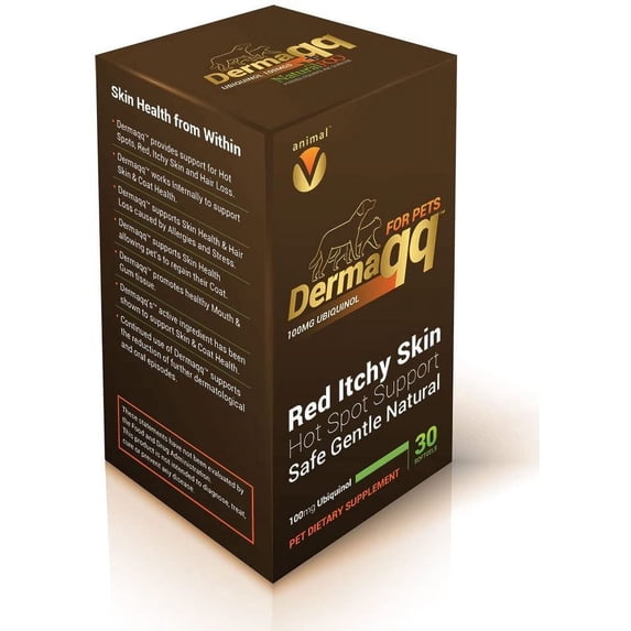 Dermaqq BEST Absorption Ubiquinol - CoQ10 for Dogs and Cats Hot Spots, Hair Loss, Dermatitis Support