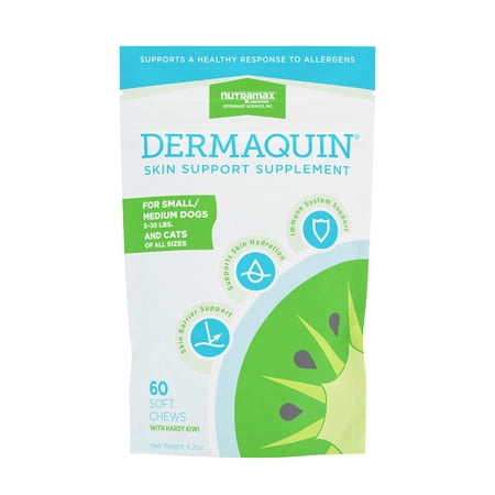 Dermaquin Skin Support Sm/Med Dogs 5-30 lbs & Cats of All Sizes 60 ct