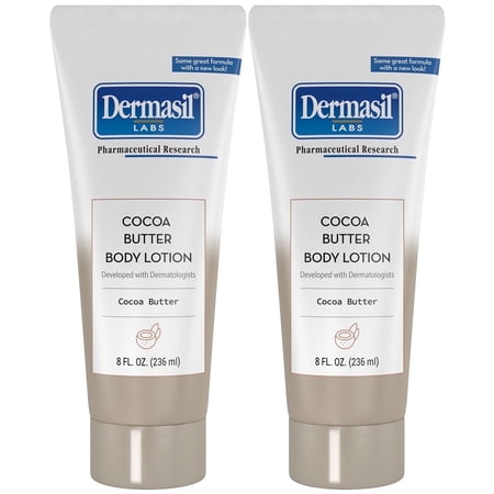 Dermasil Cocoa Butter Body Lotion 2-Pack, Non-Greasy, Fast-Absorbing Skin Barrier Repair, 8 Oz Ea