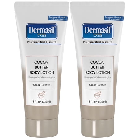 Dermasil Body Lotion, Cocoa Butter, 2-Pack – Non-Greasy, Fast-Absorbing, Sweet Scent, 8 Oz Ea