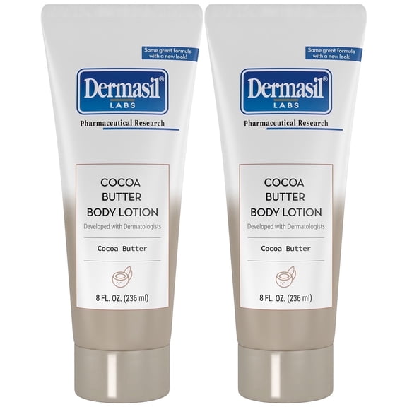 Dermasil Body Lotion, Cocoa Butter, 2-Pack – Non-Greasy, Fast-Absorbing, Sweet Scent, 8 Oz Ea