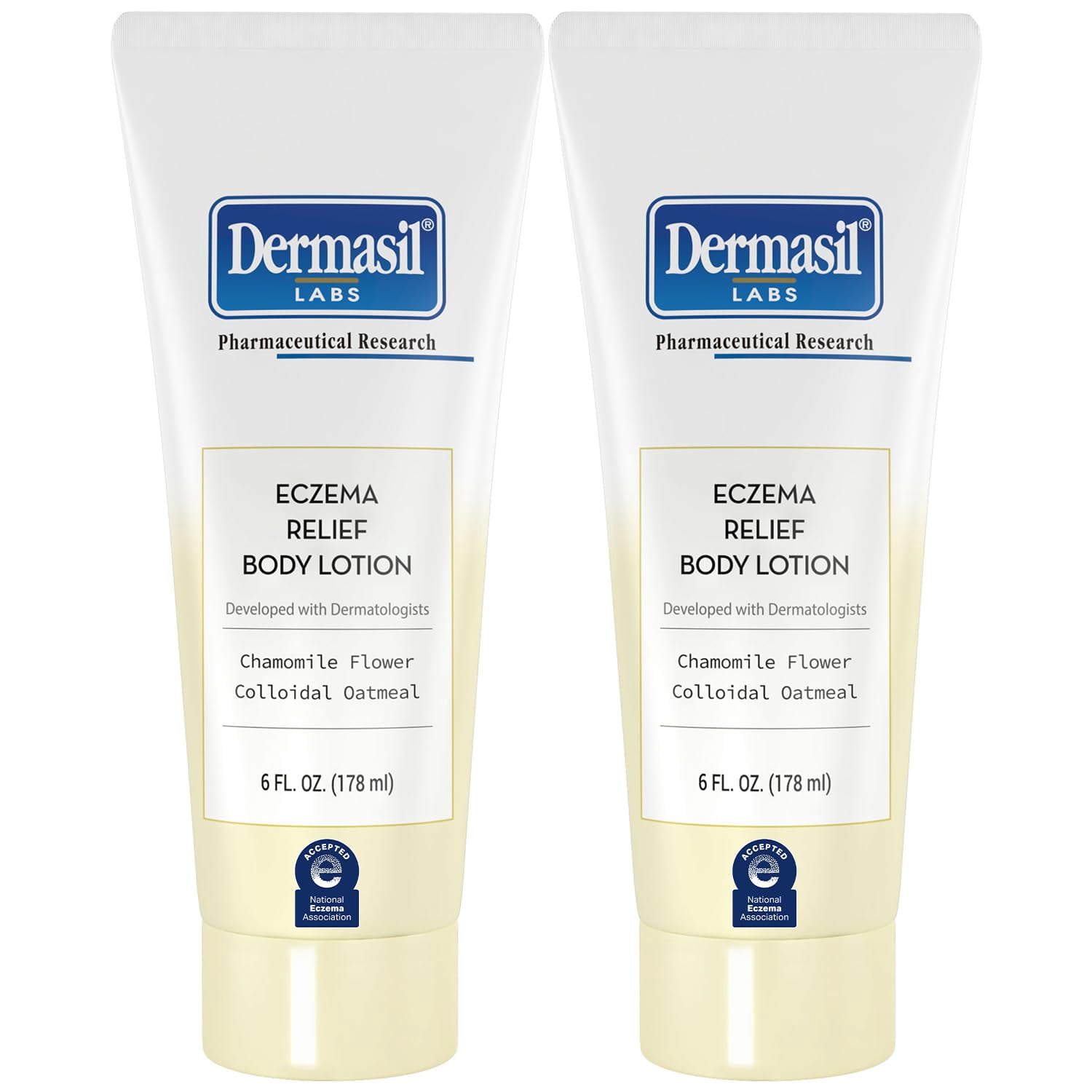Dermasil Eczema Relief Body Lotion, 2-Pack  Non-Greasy, Fast-Absorbing, Fragrance-Free Formula with Colloidal Oatmeal and Chamomile, Cruelty-Free, 6 Oz Ea