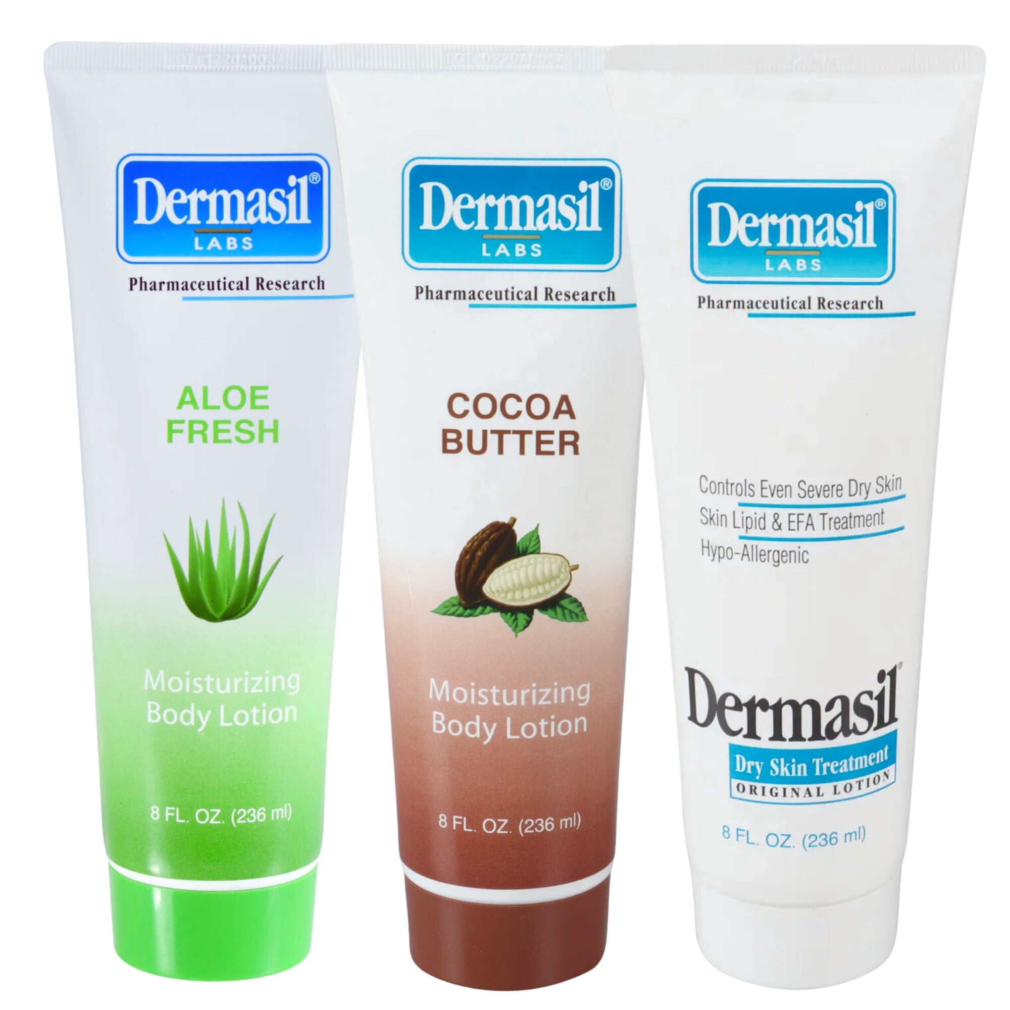 Dermasil Labs Moisturizing Body Lotions 8oz Each (Aloe Fresh, Original ...