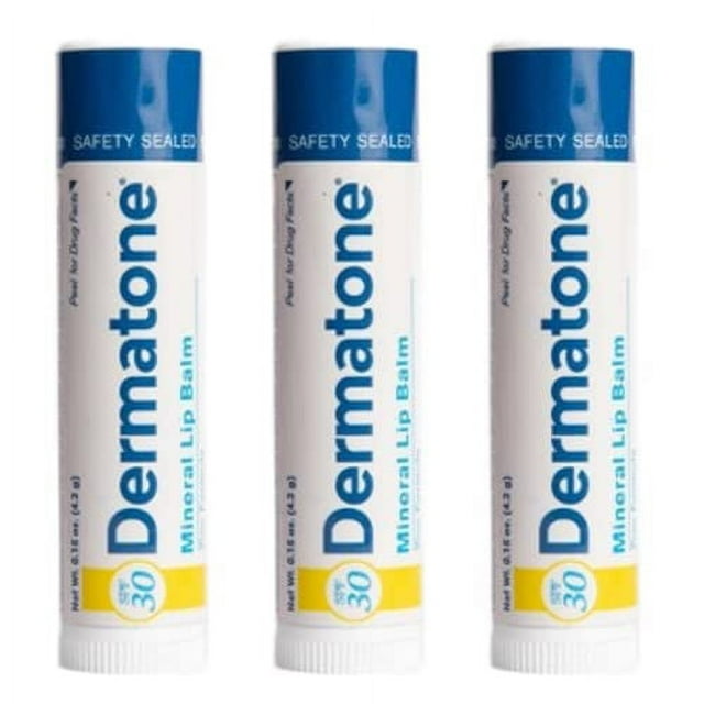 Dermatone Mineral Lip Balm SPF 30 Moisturizing, Reef Safe, Oxybenzone