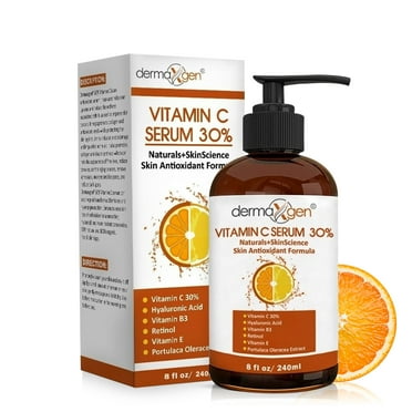 Dermaxgen 30% Vitamin C Serum - Organic Anti- Wrinkle + Hyaluronic Acid + Retinol + Vitamin E + Vitamin B, Facial Serum for Anti-aging, Wrinkles, And Fine Lines - 8 Fl OZ