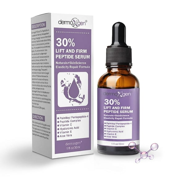 Dermaxgen Lift And Firm - 30% Peptide Serum, Matrixyl 3000, Vitamin C & E + Hyaluronic Acid + Aloe Vera, Lifts, Firms & Tightens Skin + Pure Organic Anti-aging Serum (1 FL OZ)