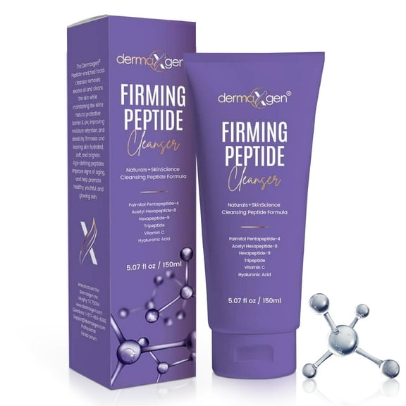 Dermaxgen Peptide Cleanser – 5 fl oz Face Cleanser with Vitamin C & Hyaluronic Acid – Hydrating for All Skin Types