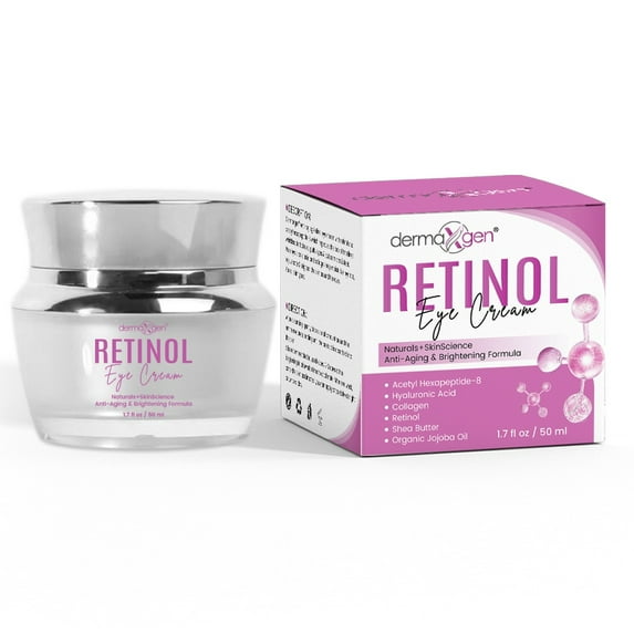 Dermaxgen Retinol Eye Cream – Anti-Aging Eye Cream for Wrinkles, Fine Lines – Dark Circle Eye Cream for Under Eye Bags, Puffiness – Hydrating and Brightening Eye Cream with Hyaluronic Acid