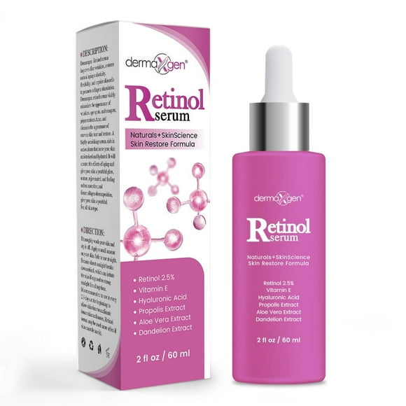 Dermaxgen Retinol Serum for Face – 2 fl oz Vitamin E Serum with Aloe Vera, Dandelion Extract – Hyaluronic Acid Face Serum Reduces Wrinkles and Fine Lines – Anti Aging Face Serum for All Skin Types