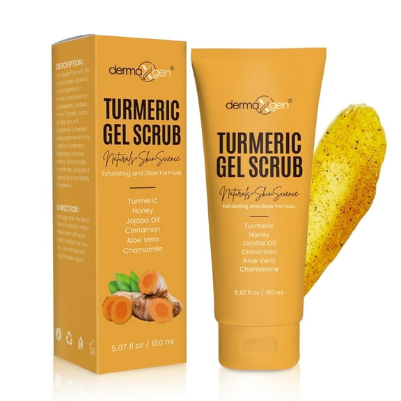 Dermaxgen Turmeric Gel Scrub  Gentle Exfoliating Face & Body Cleanser for a Fresh Glow.