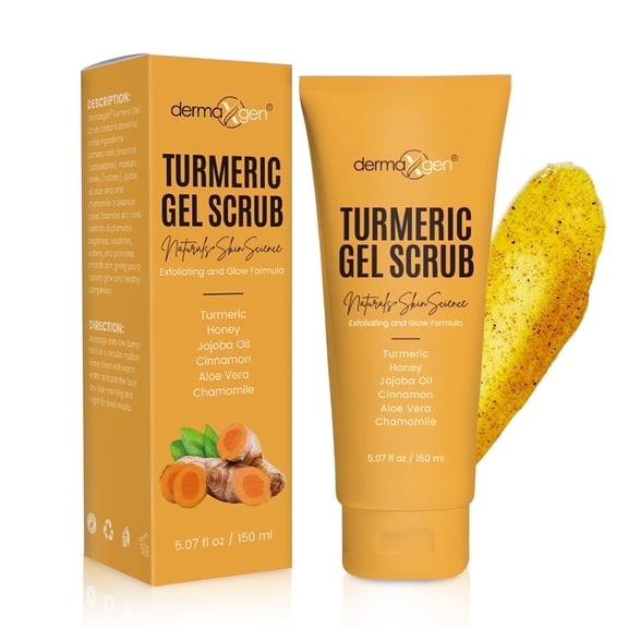 Dermaxgen Turmeric Gel Scrub – Gentle Exfoliating Face & Body Cleanser for a Fresh Glow.